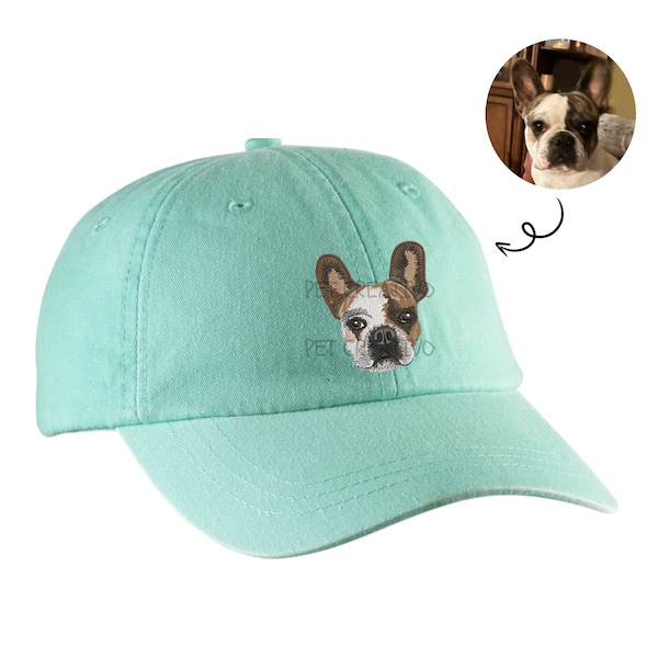 Custom EMBROIDERED Pet Hat, Pet Gifts,  Custom Dog Portrait Hat, Cat Hat, Personalized Pet Gifts, Dog Dad, Dog Mom Hat, Custom Baseball Cap