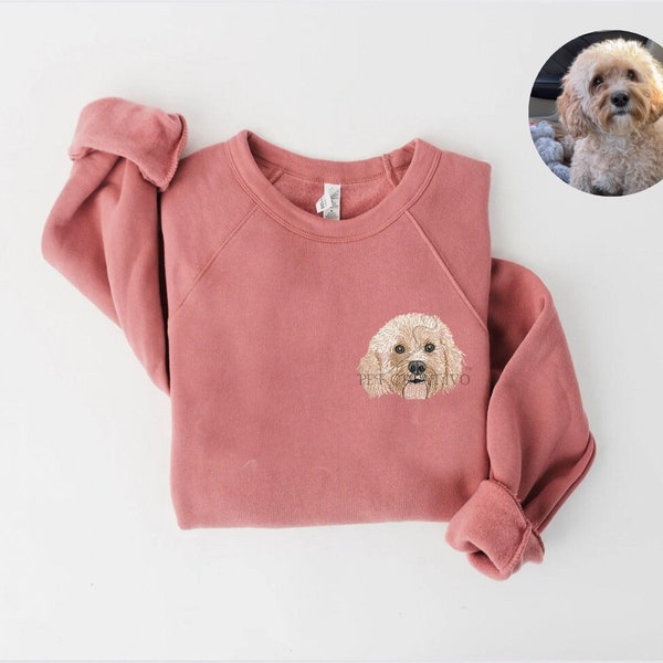 EMBROIDERED PREMIUM Fleece Pet Sweatshirt, Custom Dog Sweatshirt, Pet Face Shirt, Dog Mom Gift, Dog Embroidery, Personalized Gifts