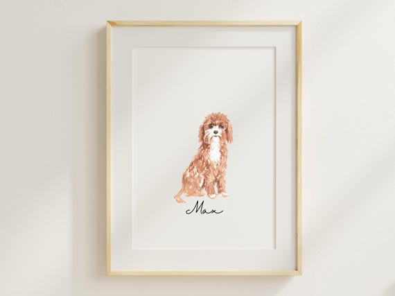 Custom Watercolor Pet Portrait: Personalized Dog Memorial Art, Portrait from Photo