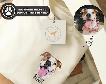 Custom Embroidered Pet Portrait Sweatshirt: Dog Mom Gift