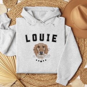 Aangepaste GEBORDUURDE huisdier hoodie UNISEX, aangepast hondenportret, hond hooded sweater, shirt huisdier gezicht, hond moeder cadeau, hond cadeau vader, hond borduurwerk