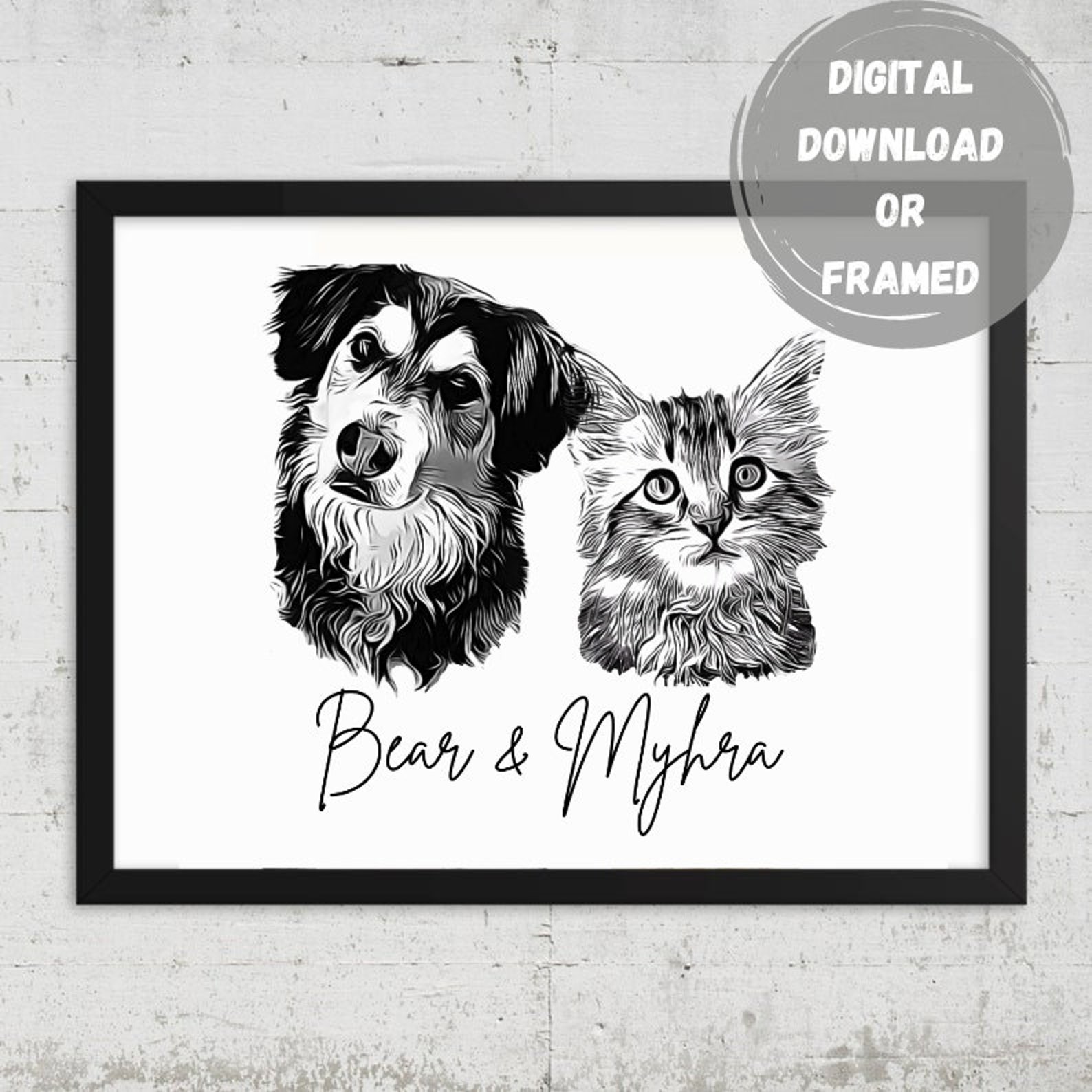 Custom Pet Portrait PRINTABLE Wall Art Personalized Dog Wall Etsy