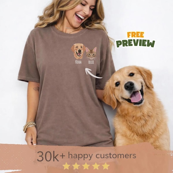 Custom Pet Portrait Shirt, Embroidered Dog Shirt, Personalized Pet TShirt, Dog Mom Gift, Custom Pet Gift, Mother’s Day Gift, Pet Lover Shirt