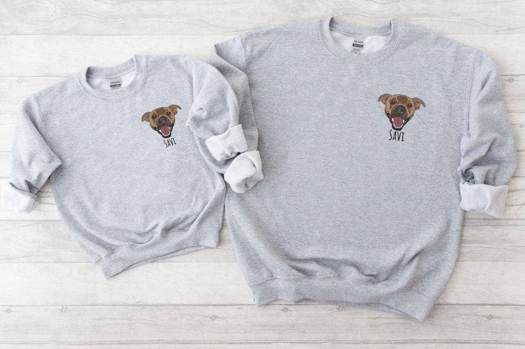 Matching EMBROIDERED Pet Sweatshirts, Custom Family Shirts, Embroidered Mom and Baby Shirts, Mom