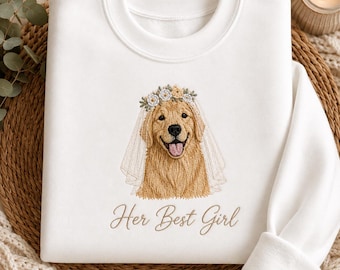 Custom Embroidered Pet Sweatshirt for Bride, Gift for Bride Dog Mom, Bridal Shower, Personalized Engagement, Honeymoon, Bachelorette Gift