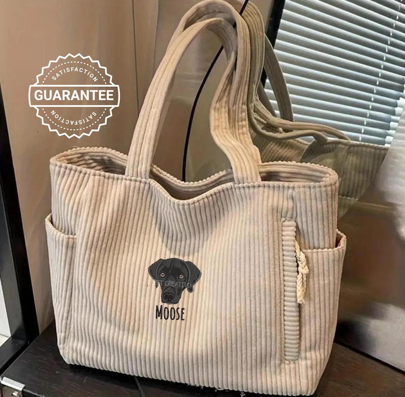Custom Pet Portrait Tote Bag, Embroidered Dog Tote Bag, Personalized Pet Bag, Dog Mom Gift, Mother’s Day Gift image 11