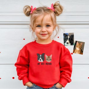 Embroidered Pet Portrait Sweatshirt: Custom Kids Dog Shirt, Personalized Birthday Gift for Kids, Clothing Gift Kids with Pets