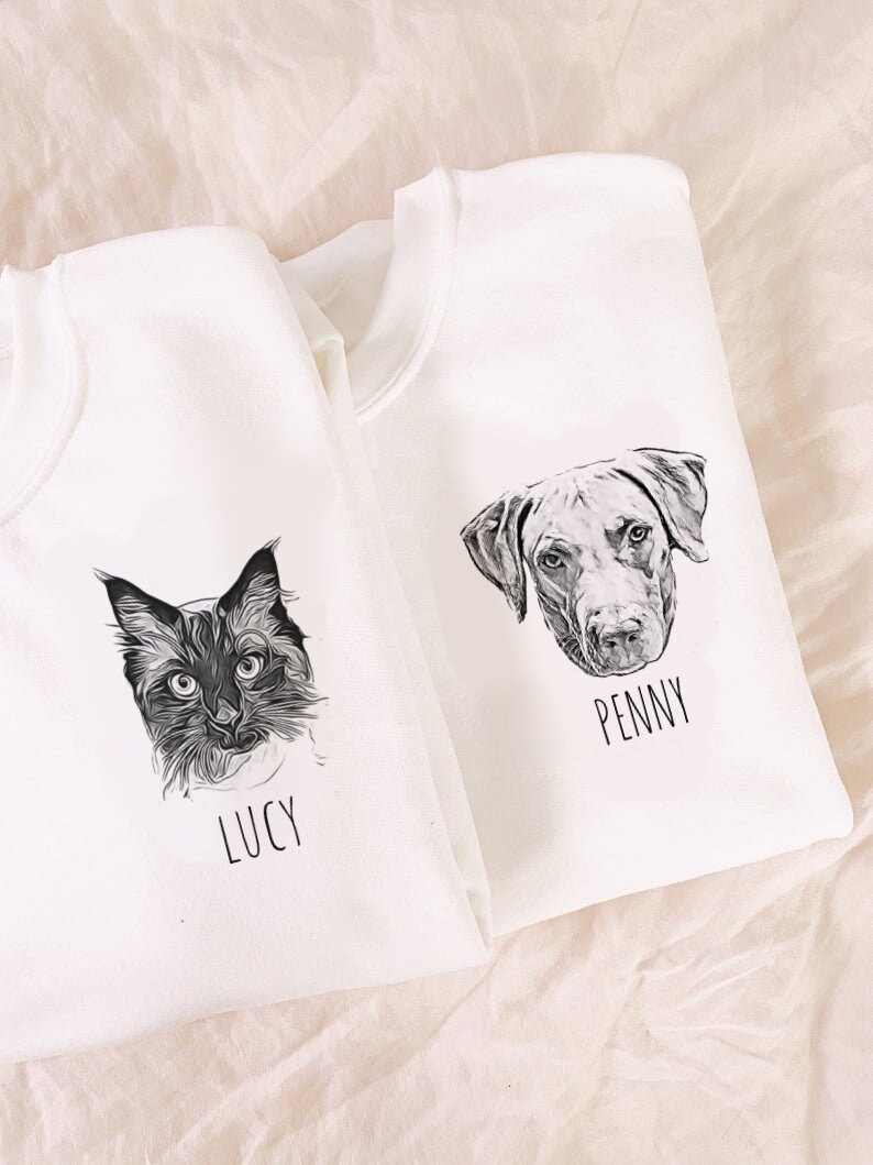 Custom Dog Sweatshirt Custom Dog Portrait Crew Neck Etsy