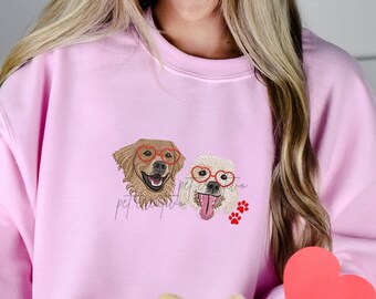 Custom EMBROIDERED Pet Sweatshirt for Valentine's Day, My Dog is My Valentine,  Dog Lover Embroidery, Personalized Valentine's Gifts