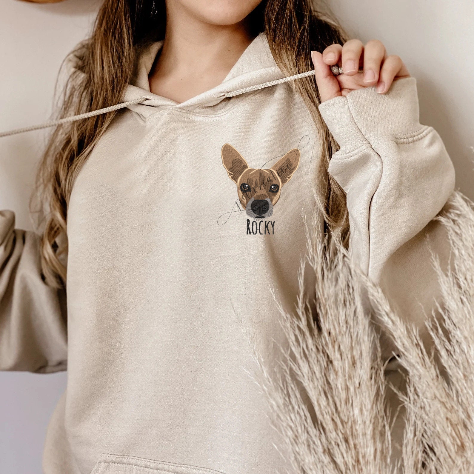 Custom EMBROIDERED Pet HOODIE, Custom Dog Portrait, Custom