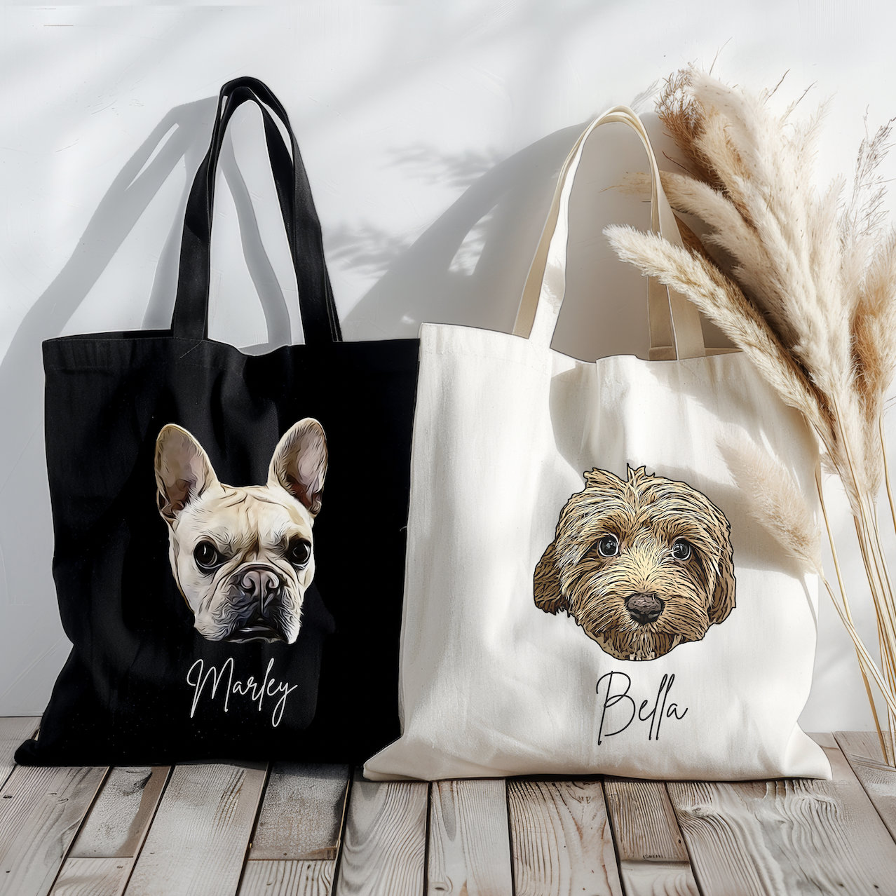 Custom Pet Portrait Tote Bag Custom Dog Tote Dog Bag Personalized Dog Tote Gift for Dog Lover Dog Mom Gift Dog Mom Tote Bag Etsy