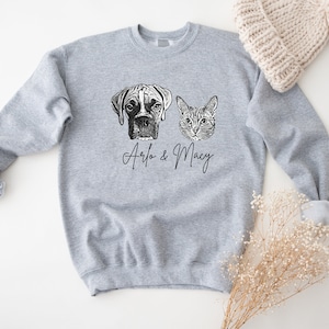 Personalized Pet Sweatshirt, Pet Gifts, Gift for Dog Mom, Custom Dog Portrait Sweatshirt, Pet Portrait, Pet Face Shirt, Dog Mom Gift image 7