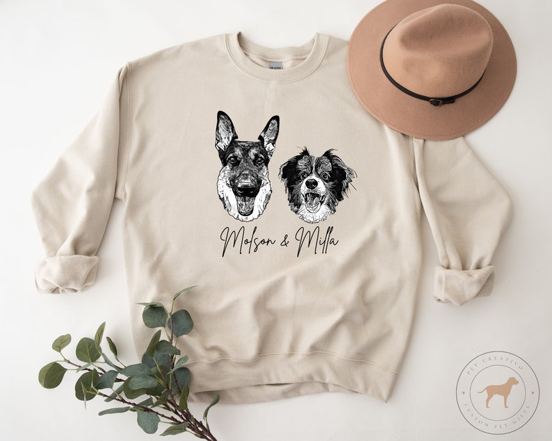 Personalized Pet Sweatshirt, Pet Gifts, Gift for Dog Mom, Custom Dog Portrait Sweatshirt, Pet Portrait, Pet Face Shirt, Dog Mom Gift image 6