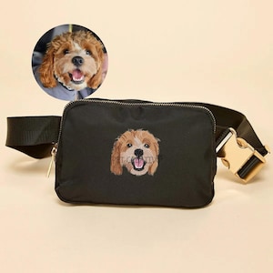 Sac banane brodé personnalisé pour chien, sac banane pour animal de compagnie, portrait de chien personnalisé, sac banane pour animal de compagnie, cadeau pour maman chien, cadeau pour maman chat, cabas personnalisé pour chien
