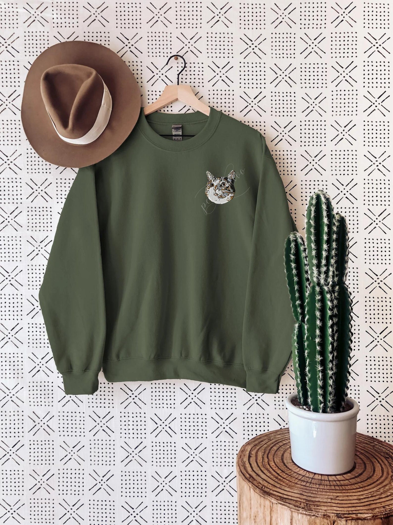 Custom Pet Portrait Sweatshirt - Personalized Dog Or Cat Embroidered Hoodie Gift For Pet Lovers, Dog Moms - View #3