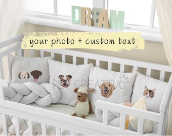 EMBROIDERED Custom Dog Portrait Nursery Pillow, Custom Nursery Pillow case, Nursery Dog Decor, Dog Pillow, New Mom Gift, Baby Shower Gift