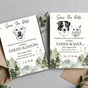 Custom Wedding Invitation With Dog Face Minimalist Wedding - Etsy