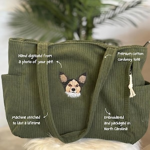 Custom Pet Portrait Tote Bag, Embroidered Dog Tote Bag, Personalized Pet Bag, Dog Mom Gift, Mother’s Day Gift image 7