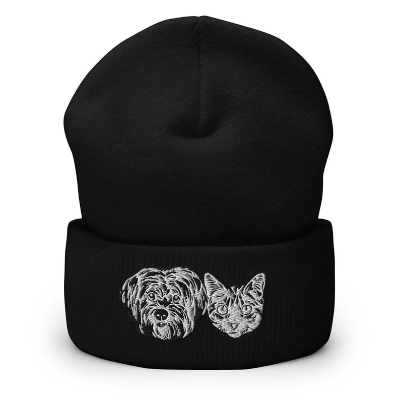 Custom EMBROIDERED Dog Face Beanie Custom Pet Hat Dog Dad Etsy