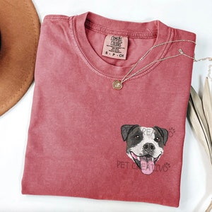 Custom EMBROIDERED Pet T-shirt Comfort Colors®, Pet Gifts, Custom Dog Portrait Shirt,  Dog Mom Gift, Dog Embroidery, Dog Lover Gift