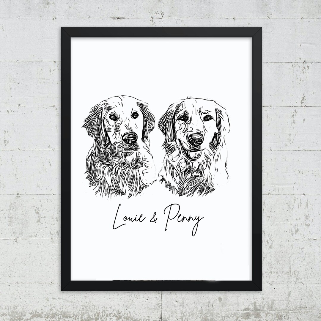 Custom Pet Portrait PRINTABLE Wall Art | Personalized Dog Wall Art ...