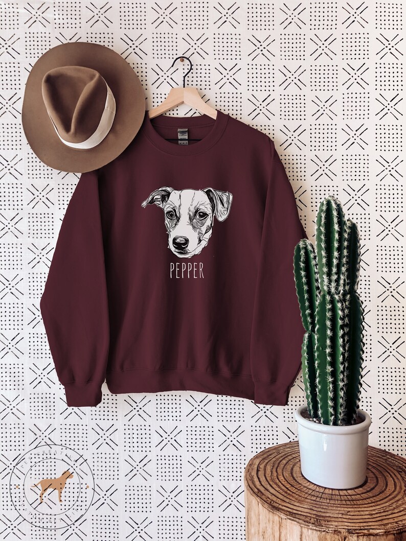 Personalized Pet Sweatshirt, Pet Gifts, Gift for Dog Mom, Custom Dog Portrait Sweatshirt, Pet Portrait, Pet Face Shirt, Dog Mom Gift image 5