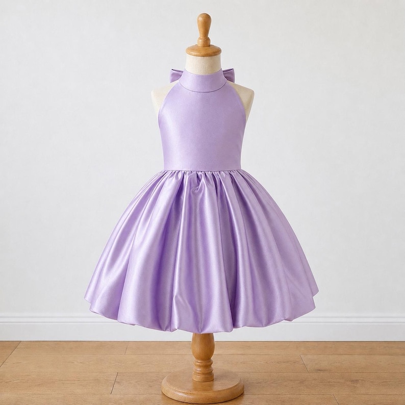 Purple flower girl dresses and jewelry - lavender satin flower girl dress