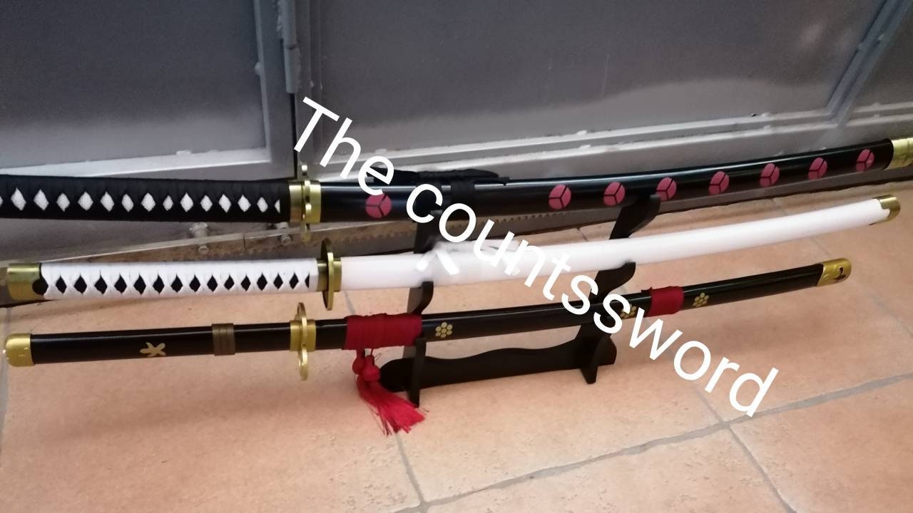 3pc Set Roronoa Zoro Swords With Display Stand,Kitetsu,Wado Ichimonji,Shusui,Anime Samurai Cosplay Sword,Bamboo Blade Katana,About 104CM,For Role Playing and Collection