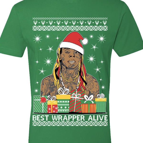 Best Wrapper Alive Ugly Christmas Sweater camiseta divertida Wayne xmas party lil Santa xmas inspirado Premium Shirt secret santa regalo