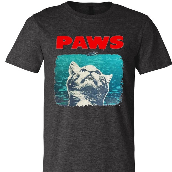 PAWS T-shirt Funny Parody Men's Unisex T Shirt. Cat owner gift tee Cute Cats Kitten lover Meow shirt Hipster men women shirt