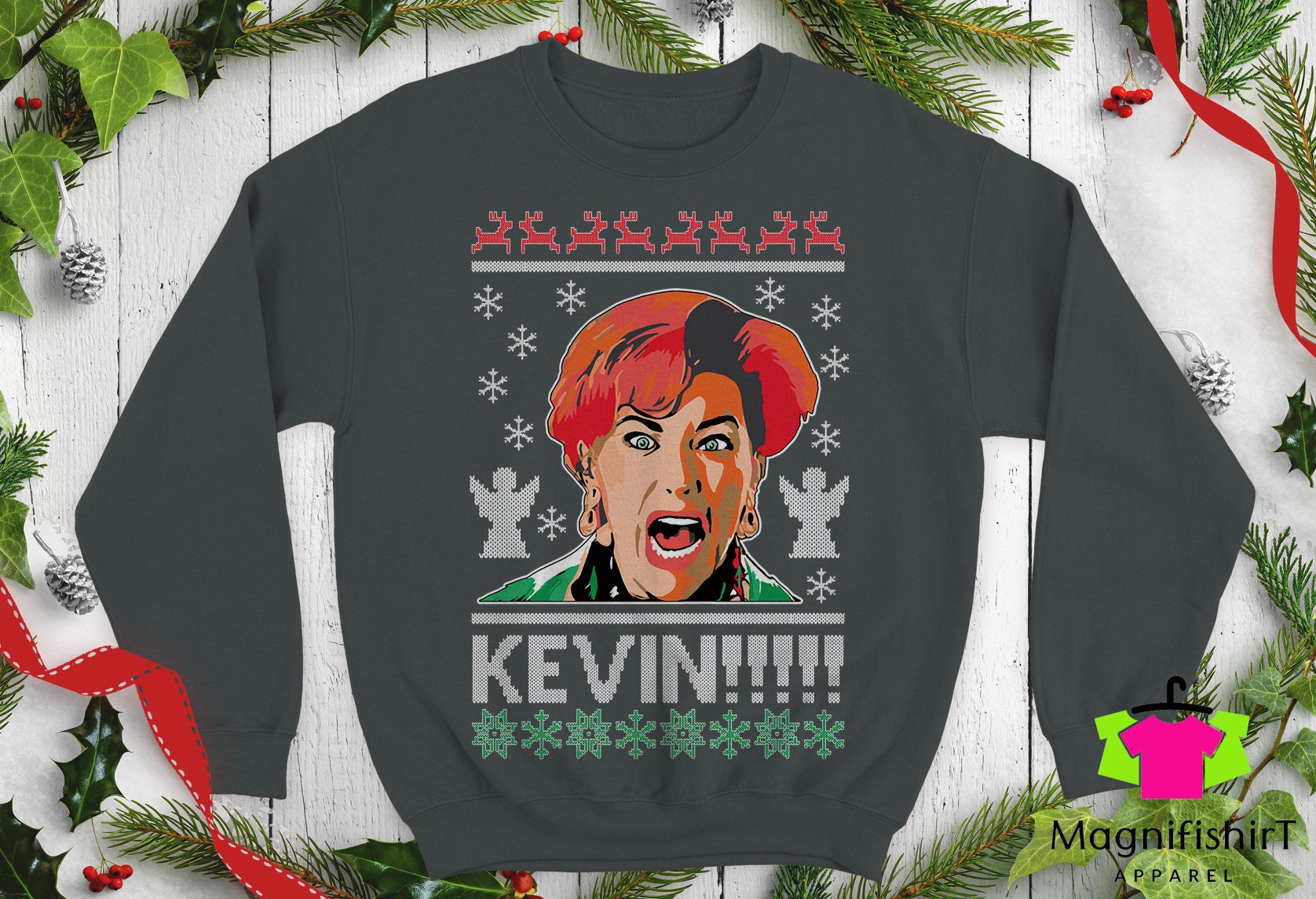 Discover Kevin!!!! Ugly Christmas Sweater. Unisex Funny home alone kate Parody xmas movies party gift Crewneck sweatshirts