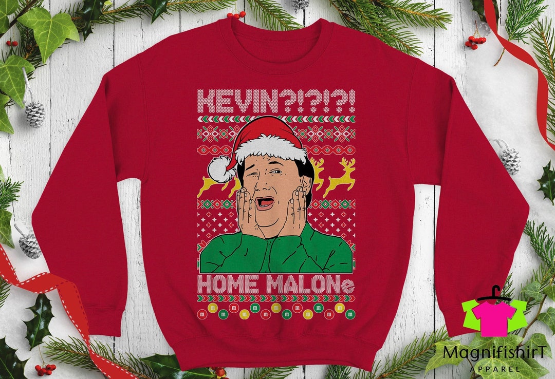 Kevin Home Malone Ugly Christmas Sweater Funny Office Party Etsy