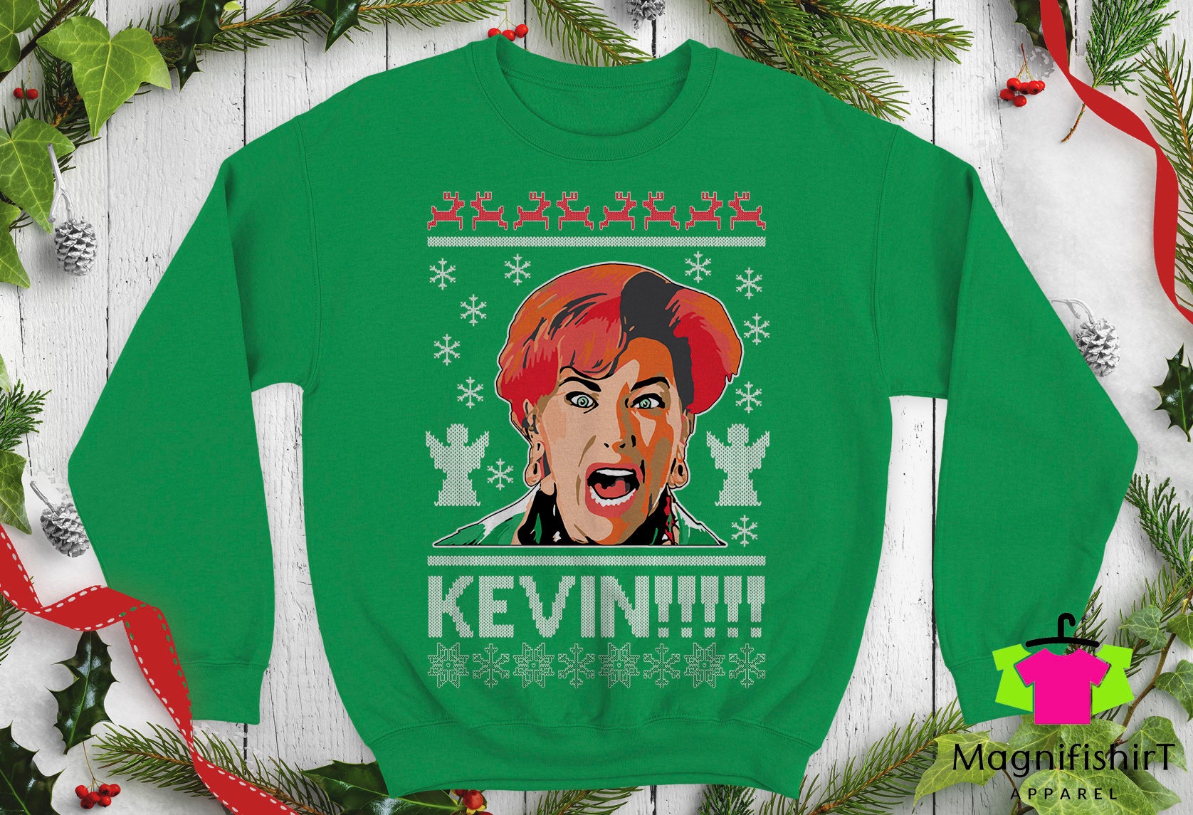 Discover Kevin!!!! Ugly Christmas Sweater. Unisex Funny home alone kate Parody xmas movies party gift Crewneck sweatshirts