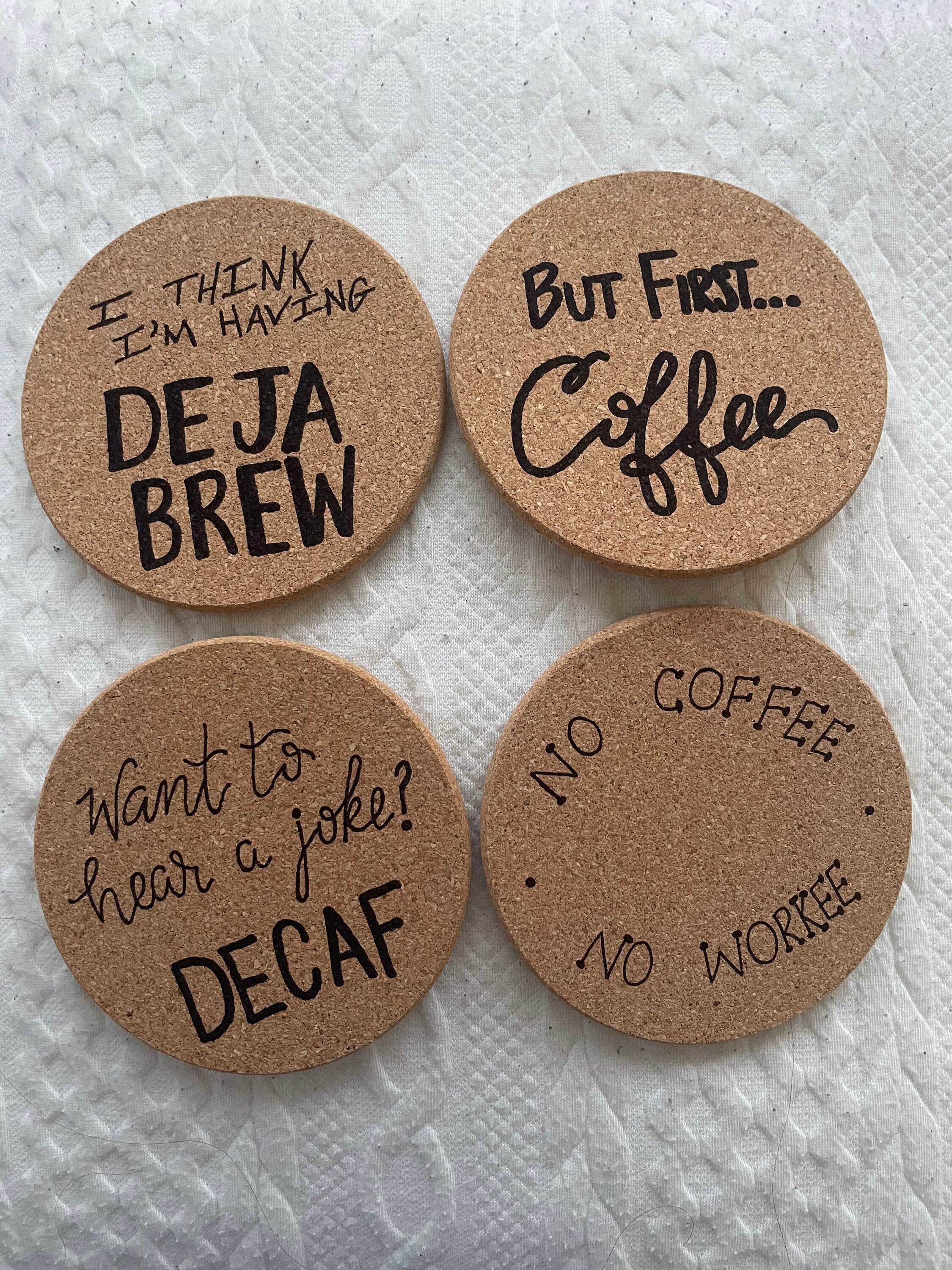 7 sous verres en liège shabby chic romantique - Arts de la table