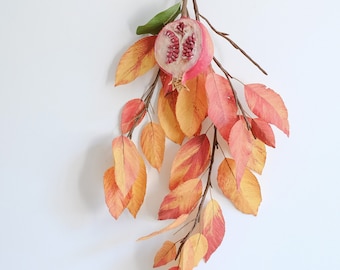 Hojas de otoño de papel hechas a mano, decoración de pared de granada