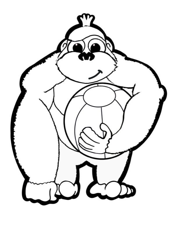 Cute Gorilla With Beach Ball Colouring Page Art Therapy - Etsy UK Cute Gorilla With Beach Ball Colouring Page Art Therapy - Etsy UK
