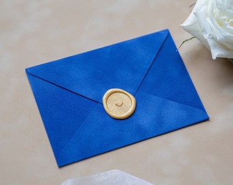Exclusive ocean blue velvet envelopes C6