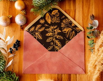 Kerst oude roze roze fluwelen enveloppen met kerst design inleg C6