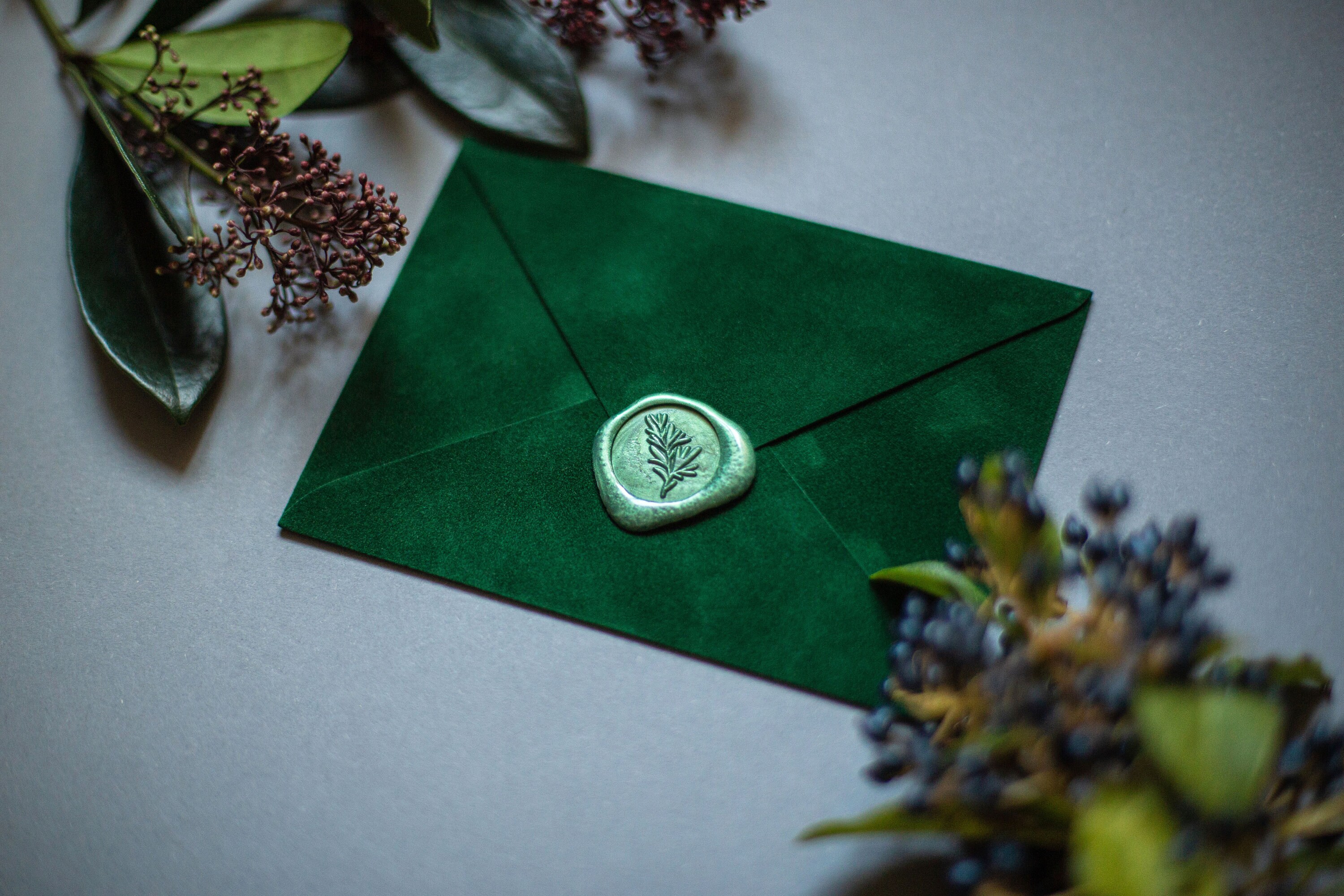 Exclusive Forest Green Velvet Envelopes C6 Etsy
