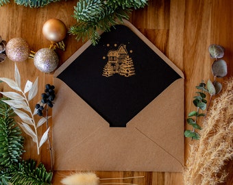 Kerst knutselpapier enveloppen met kerst design inleg C6