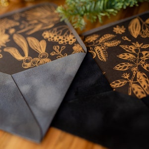 Christmas dark grey velvet envelopes with christmas design inlay C6 image 5