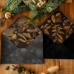 Christmas dark grey velvet envelopes with christmas design inlay C6 image 2