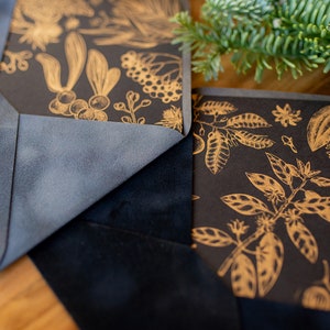 Christmas dark grey velvet envelopes with christmas design inlay C6 image 4