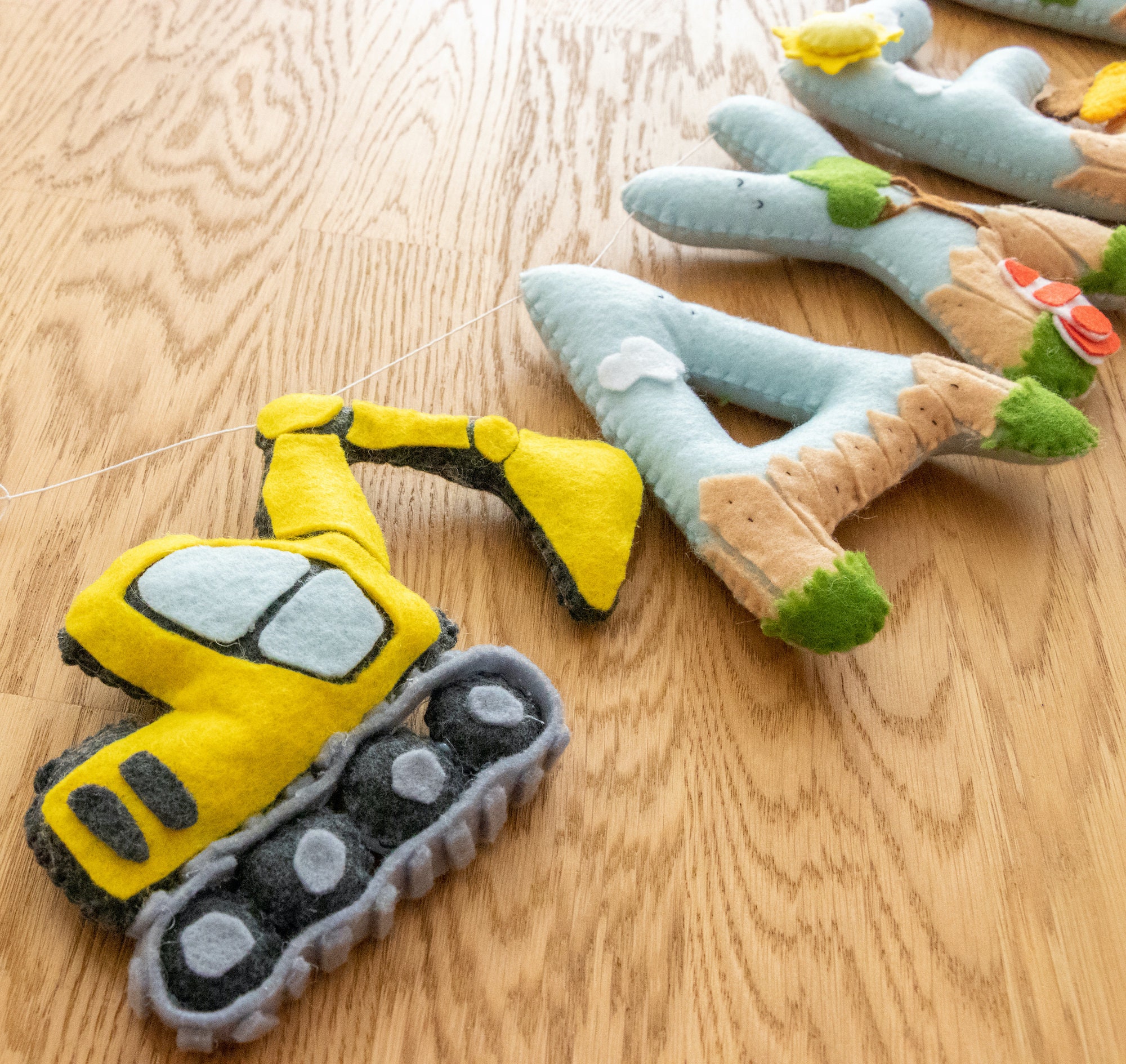 Bannière Avec Nom De Construction, Décoration Chambre Pelle, Guirlande Prénoms En Feutre, Tout-Petit, Conception Tout-Petit Tracteur, Bébé