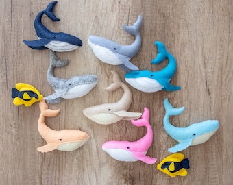 Felted Whale, Whale Hanging Decoration, Whale Baby Mobile, Nautical Nursery Decor, Baby Shower Gift, Neutral Nursery