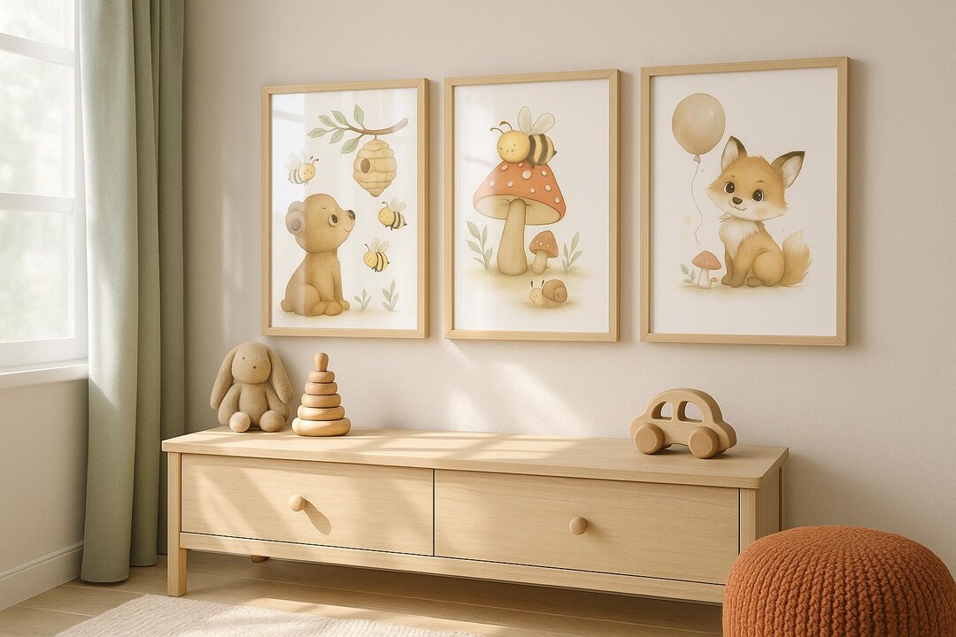 Woodland Nursery Wall Art, Gender Neutral Forest Animal Prints, Set of ...