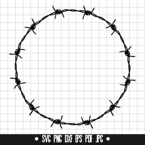 Fil de fer barbelé cercle cadre SVG DXF PNG coupe fichier