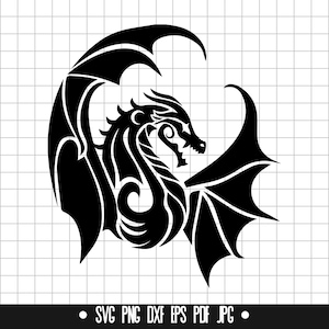Dragon SVG, Dragon DXF, Dragon PNG, Dragon Cut File, Clipart, Digital File, Svg File, Silhouette, Instant Download