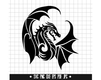 Dragon SVG, Dragon DXF, Dragon PNG, Dragon Cut File, Clipart, Digital File, Svg File, Silhouette, Instant Download