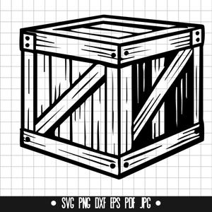 Wooden Crate SVG, Storage Box DXF, Rustic Crate PNG, Shipping Case Cut File, Clipart, Digital File, Svg File, Silhouette, Instant Download